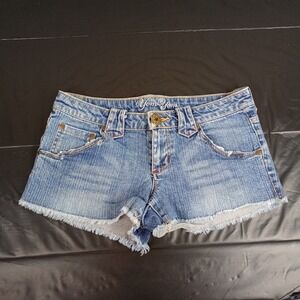 Yom Yom Women 9 Blue Low Rise Frayed Hem Y2K Denim Cut Off Jean Shorts Y537-7232